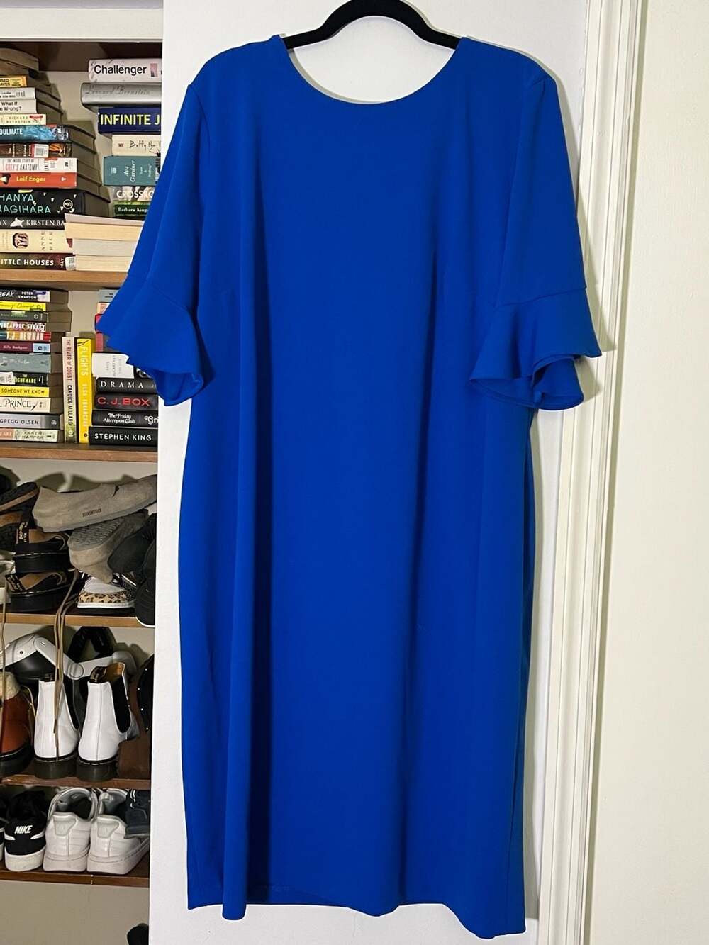 NWOT Calvin Klein Royal Blue Ruffle Sleeve Sheath Dress Size 22W